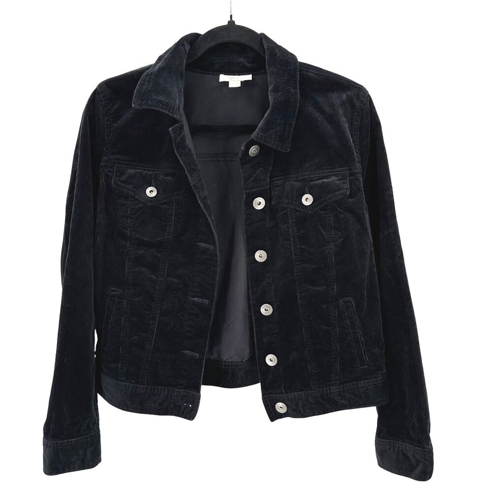 Style & Co Womens Black Corduroy Button Front Jacket Size S